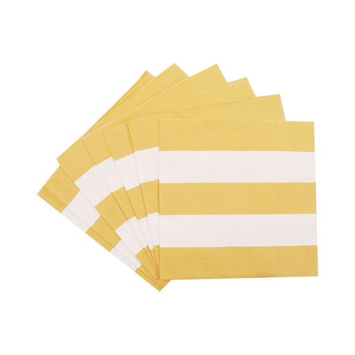 Yellow striped paper napkins 2 ply