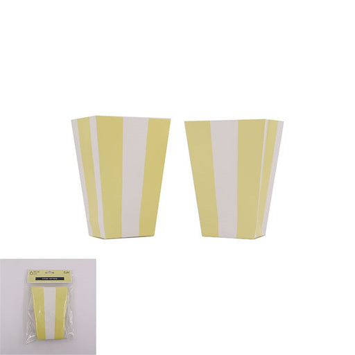 Open top yellow striped treat boxes