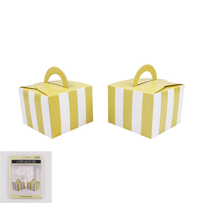 Small yellow striped favor boxes