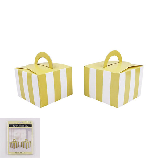Small yellow striped favor boxes