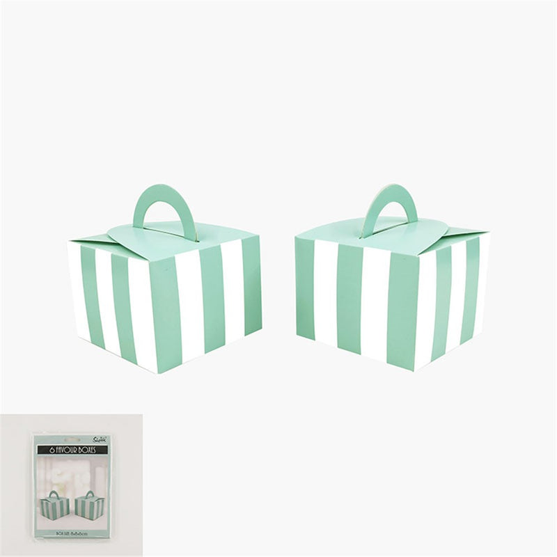 Small mint striped favor boxes