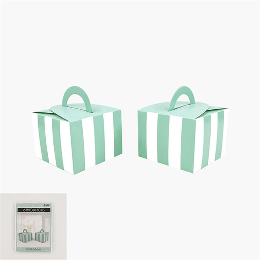 Small mint striped favor boxes
