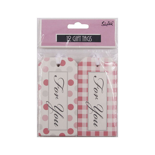 Pink paper gift tags pack of 12