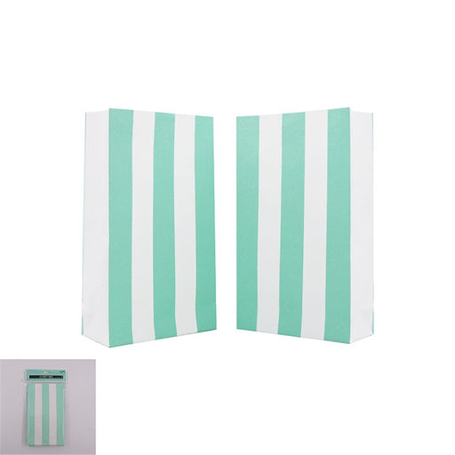 Mint striped paper party bags