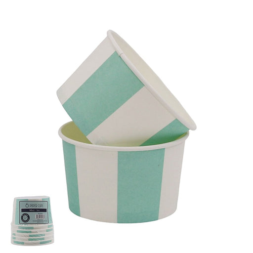 Mint striped paper drinking cups