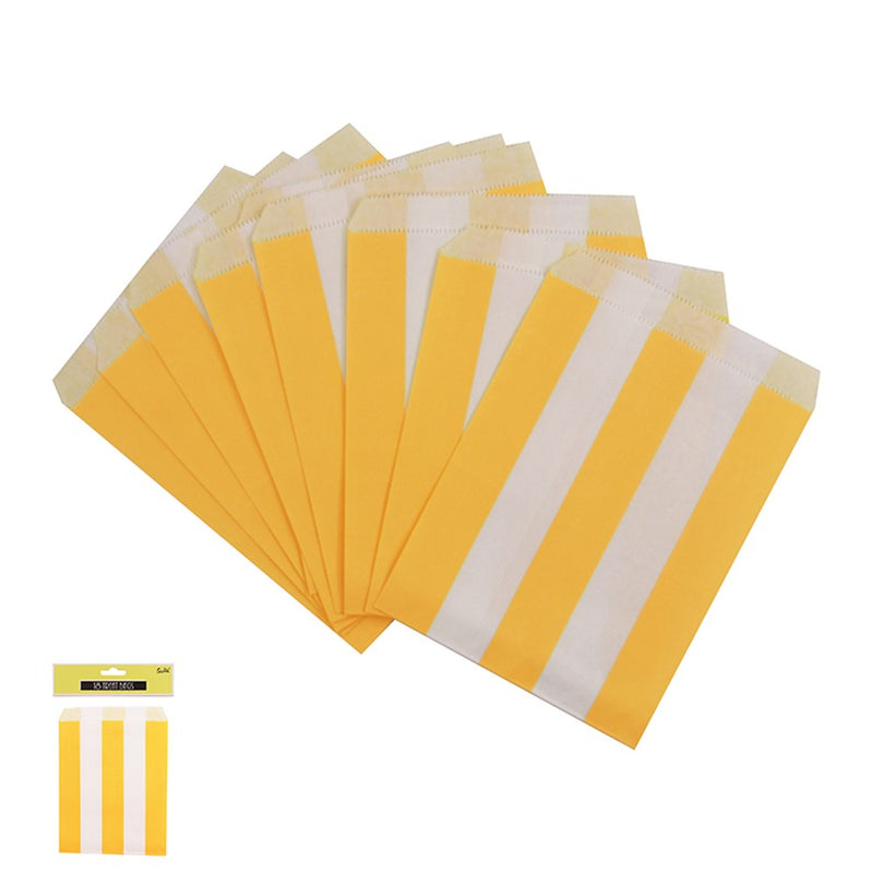 Pack of 18 yellow striped loot bags
