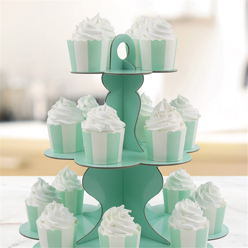 3 tier mint paper cake stand