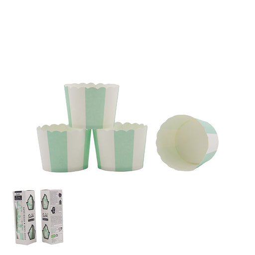 Mint striped cupcake baking liners