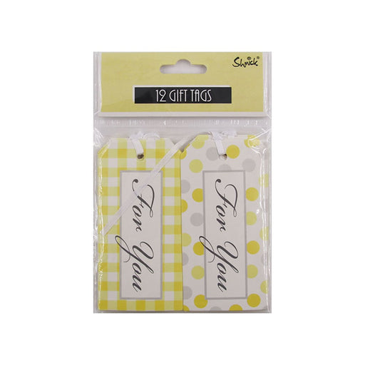 Yellow paper gift tags 12 pack