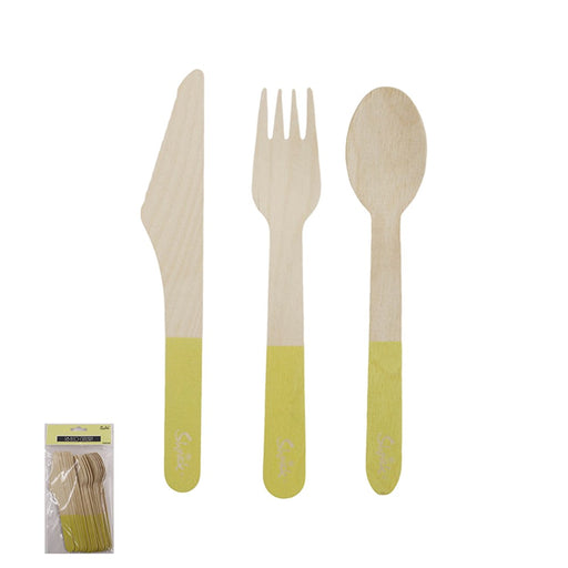 Yellow eco-friendly cutlery set 18 pack