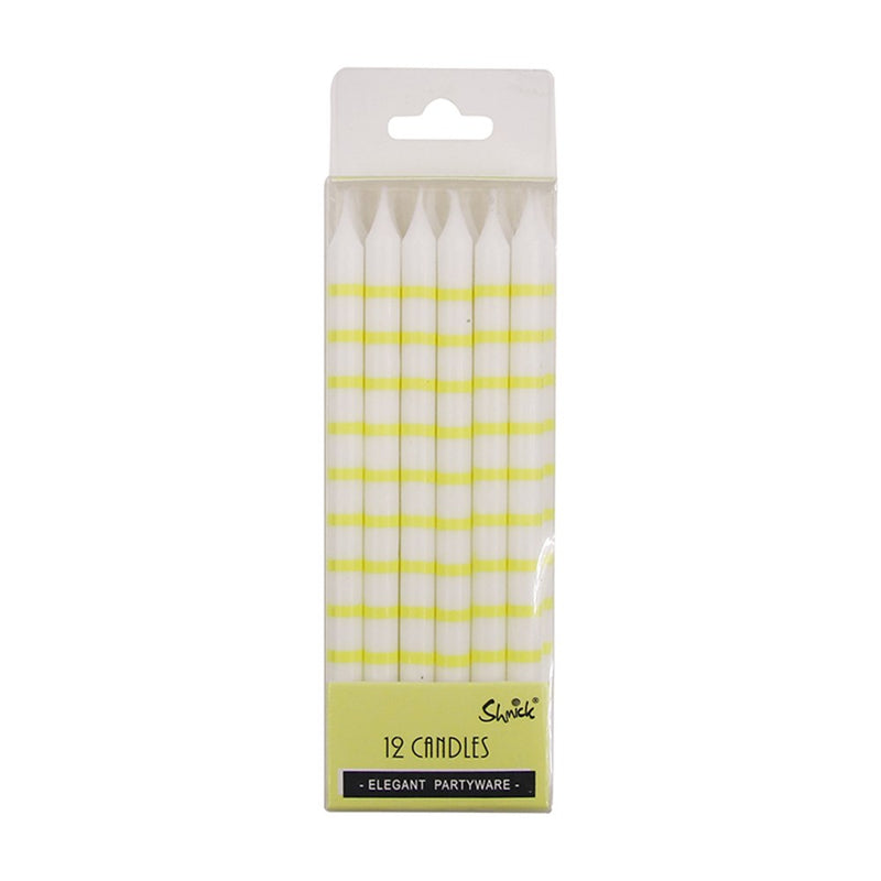 Tall yellow birthday candles 12 pack