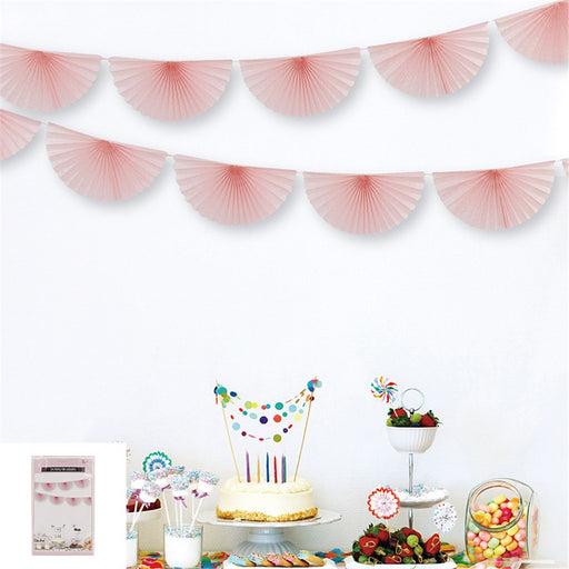 Pink paper fan garland 3 meters