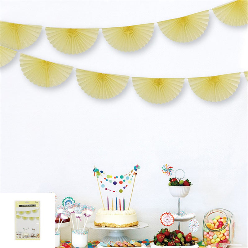 Yellow paper fan garland 3 meters