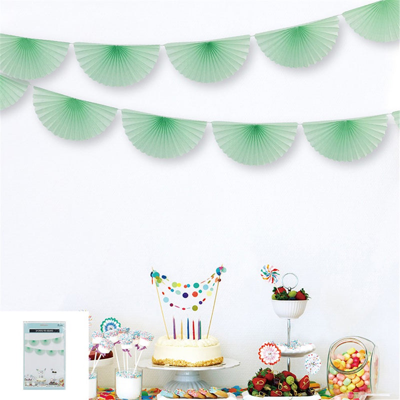 Mint paper fan garland 3 meters