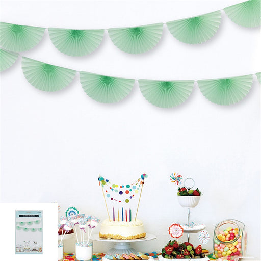Mint paper fan garland 3 meters