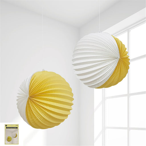 Yellow accordion paper lanterns 2 pack