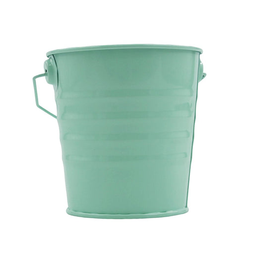 Mint green tin bucket small