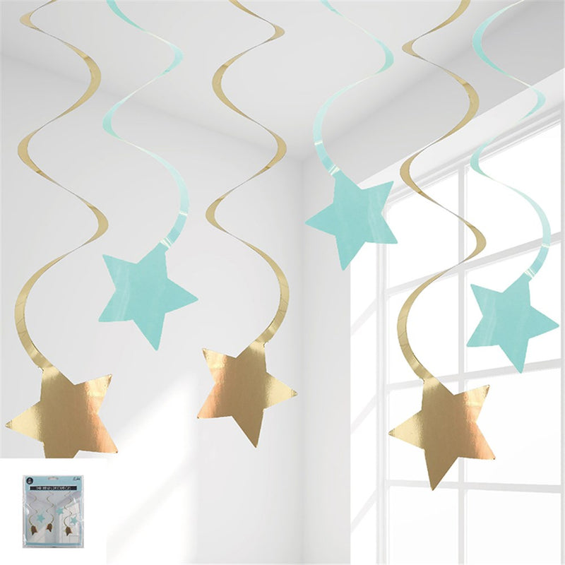 Mint green hanging swirl decorations