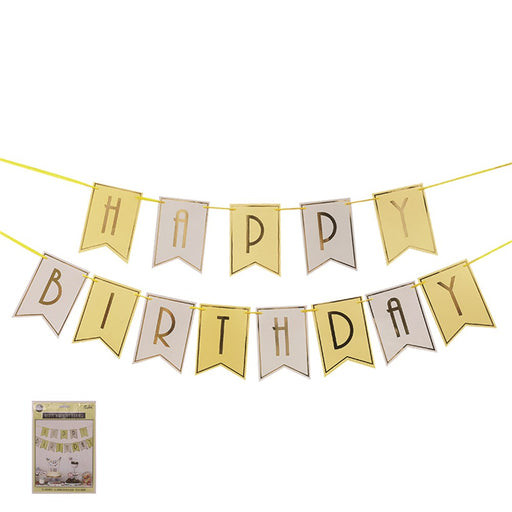 Yellow and gold foil birthday bunting banner