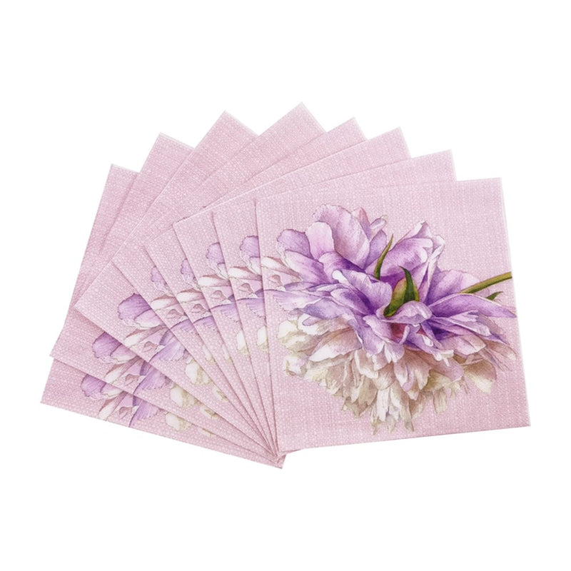 Peony floral linen-look paper napkins