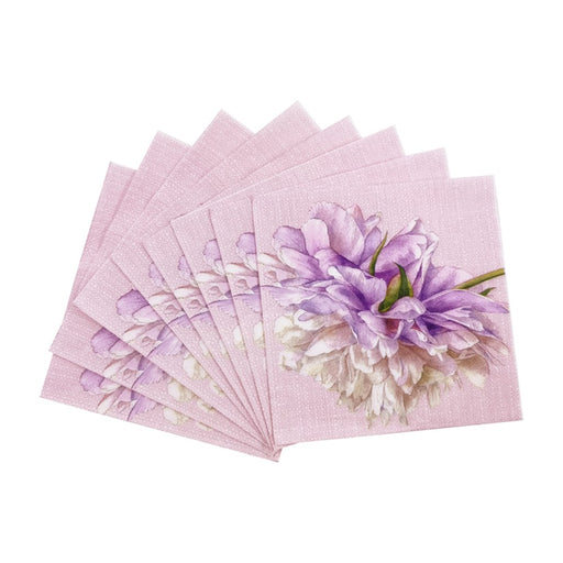 Peony floral linen-look paper napkins