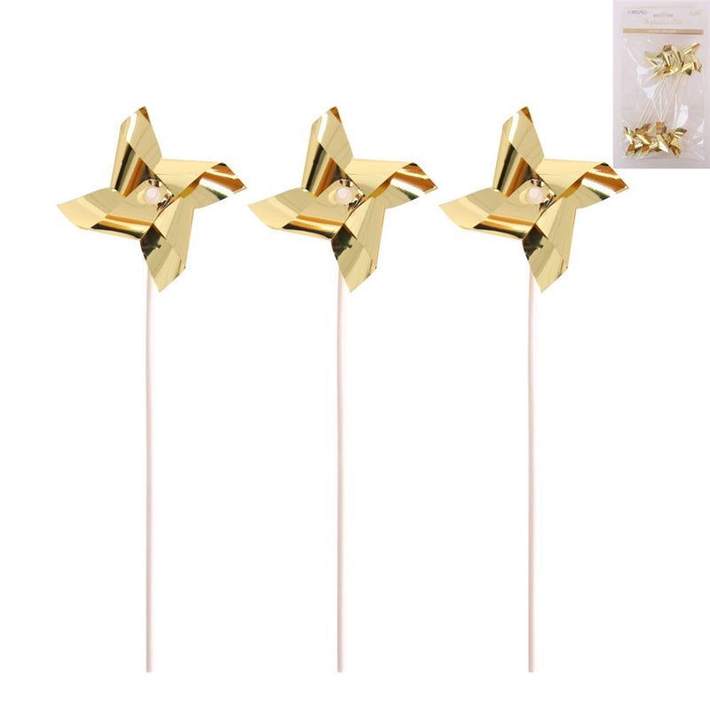 Gold windmill cake toppers 6 pack