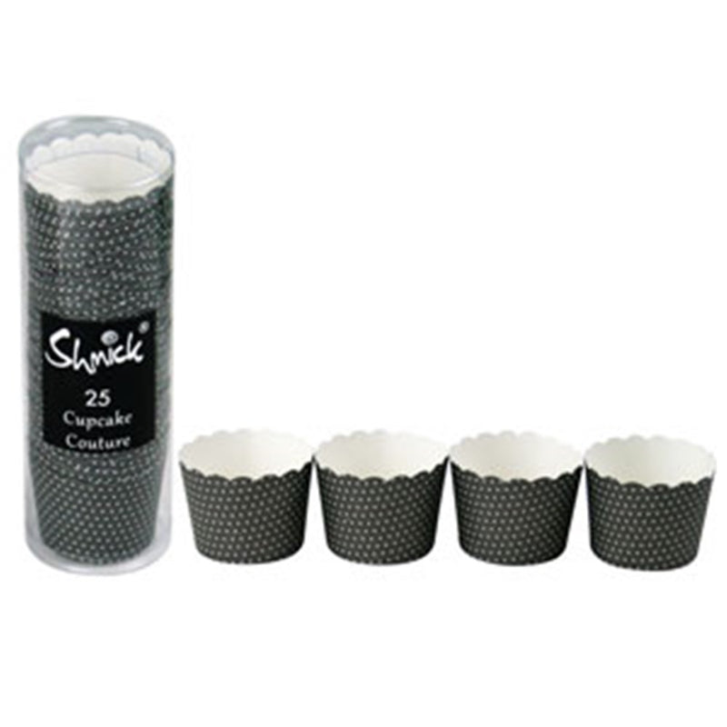 Black mini dot baking cups