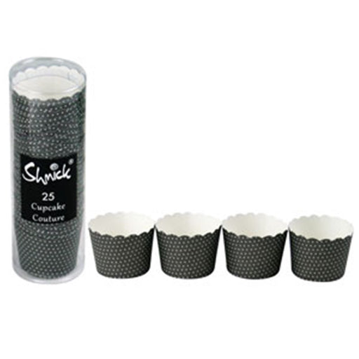Black mini dot baking cups