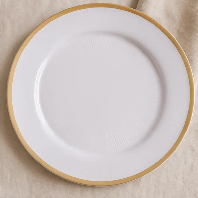 Clear Melamine Charger Plate W/Champagne Rim 33cm