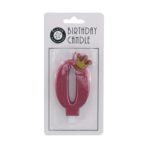 Number 0 pink metallic candle