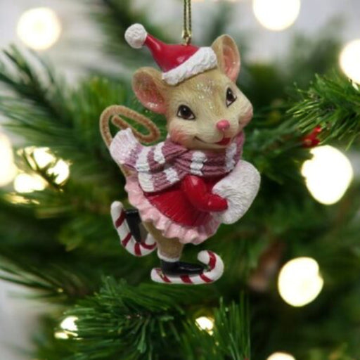 Ronis Christmas Tree Deco Skating Mouse 9cm
