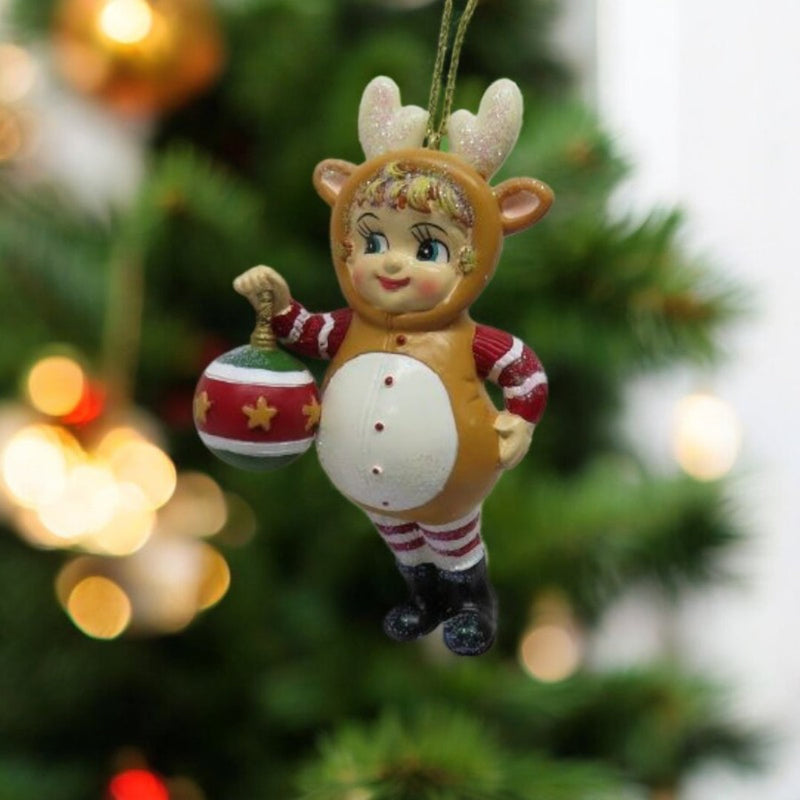 Ronis Christmas Tree Deco Girl in Deer Costume 9cm