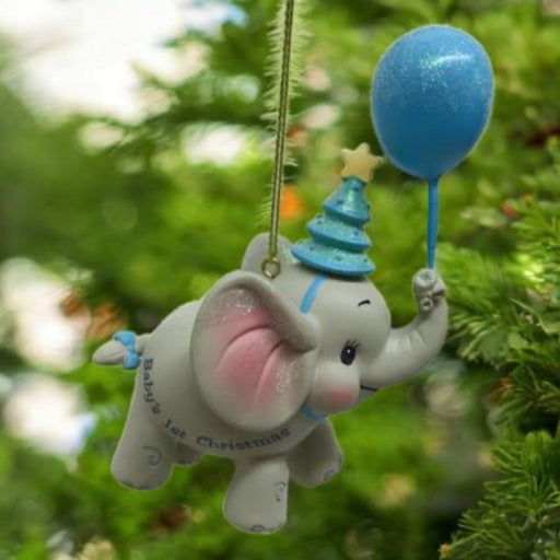 Ronis Christmas Tree Deco Babys 1st Blue Elephant 11cm