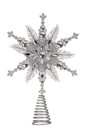 Christmas Tree Topper- Silver Metal Snowflake 34cmH
