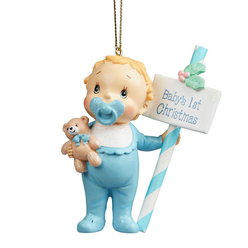 Ronis Christmas Tree Decoration Babys 1st Blue 10cm