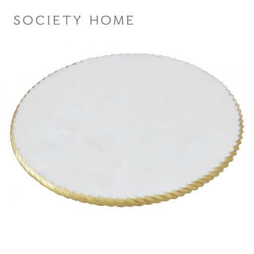 Society Home Marble Lazy Susan with Gold Detailing