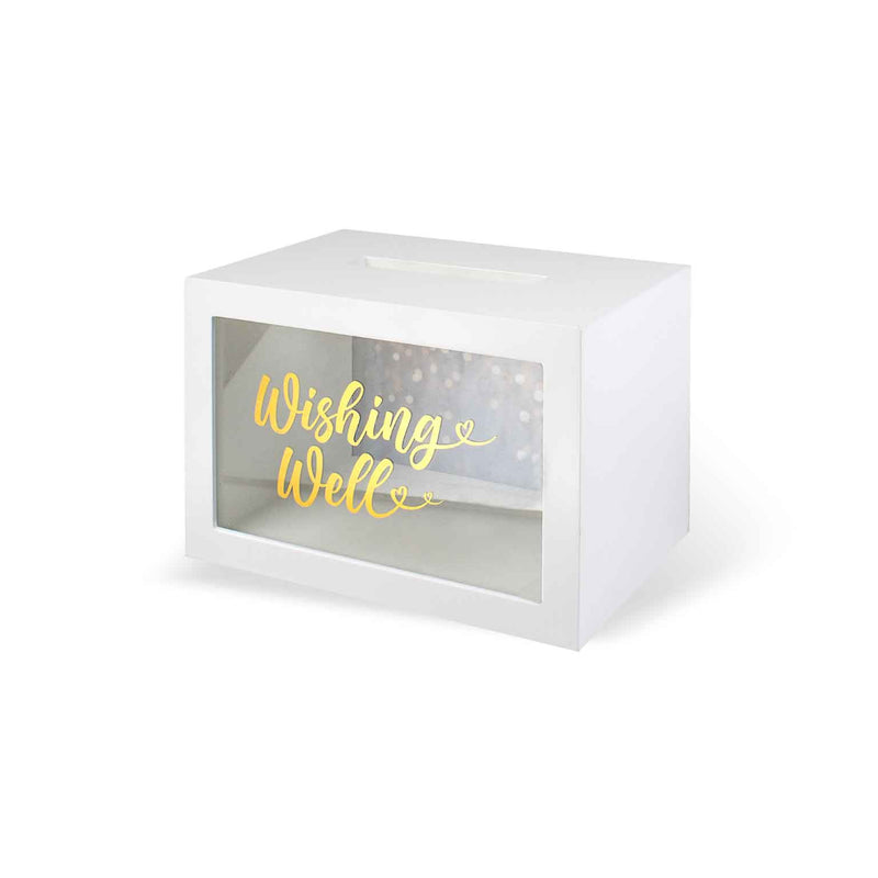 LED gold foil wishing well 30 x 20 x 20 cm for wedding cards and gifts