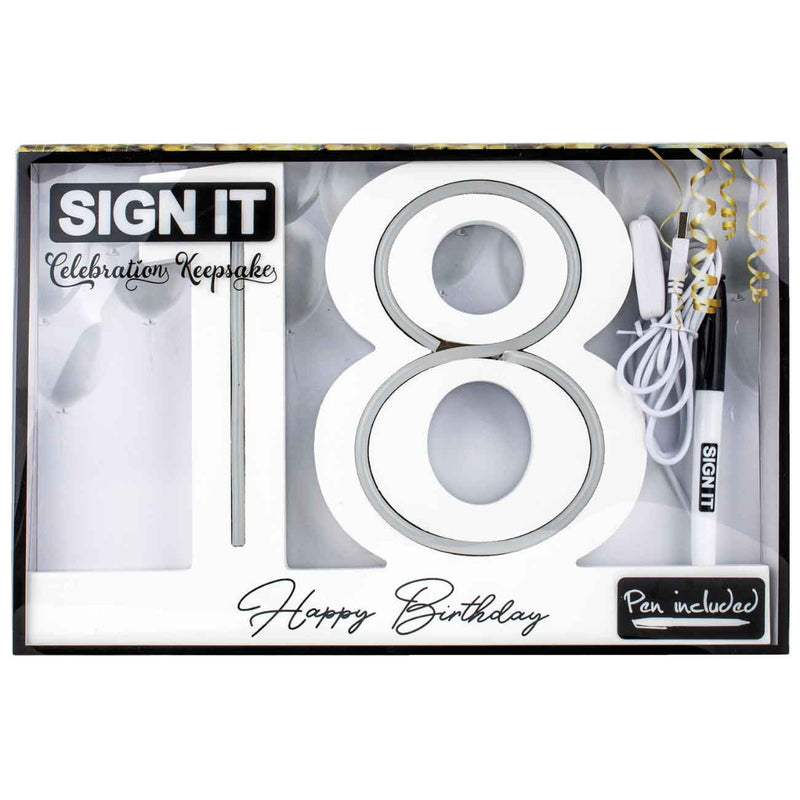 18 White Neon Led Signature Block with Marker image 2