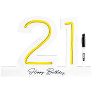 21st Birthday white neon led signature block with marker for party messages – thumbnail