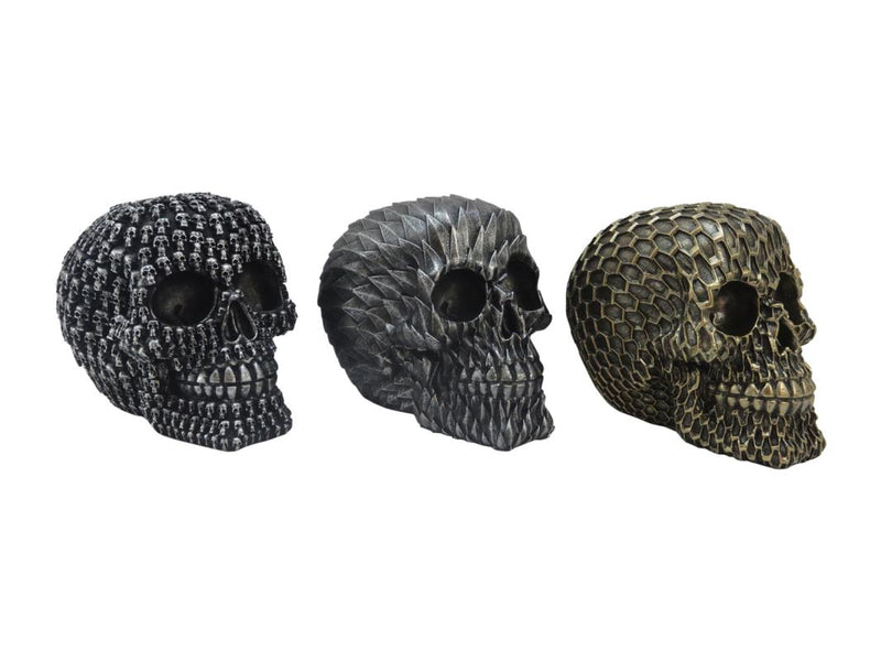15cm patterned skull figurine gold silver