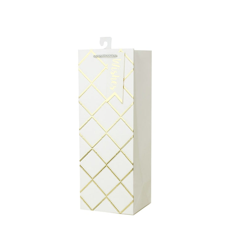 Ivory embossed wine bottle bag