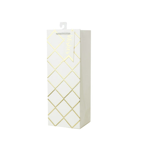 Ivory embossed wine bottle bag