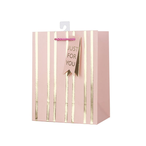 Medium pink embossed stripe gift bag