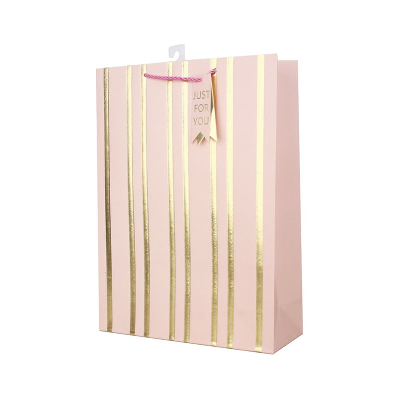 Extra large pink embossed stripe gift bag