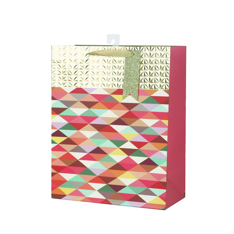 Large embossed geometric gift bag