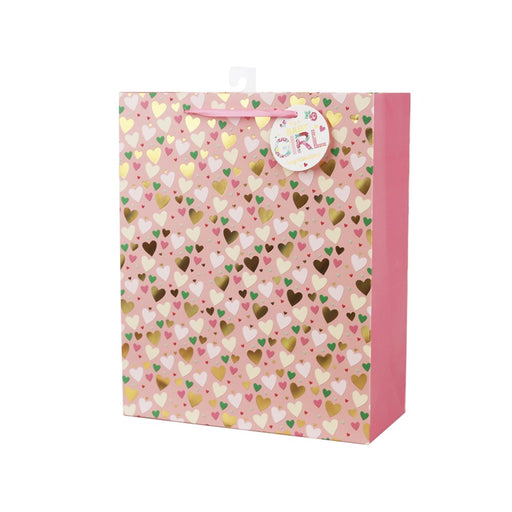 Large gift bag with heart pattern
