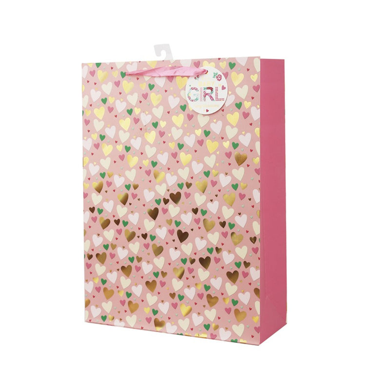 Extra large gift bag with heart pattern