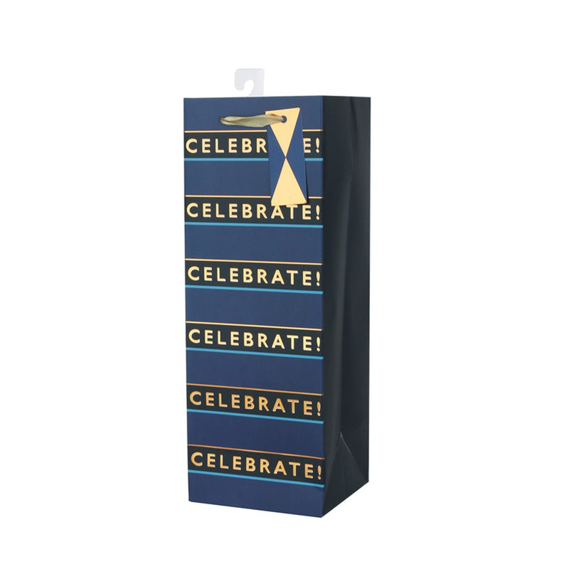 "Celebrate" text wine bottle bag