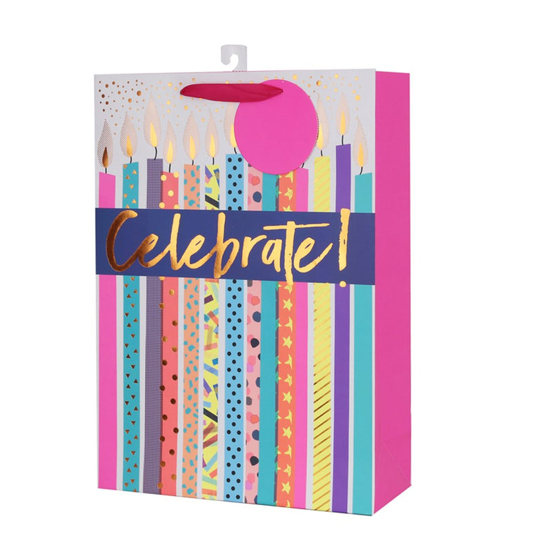 Extra large gift bag with birthday candles print