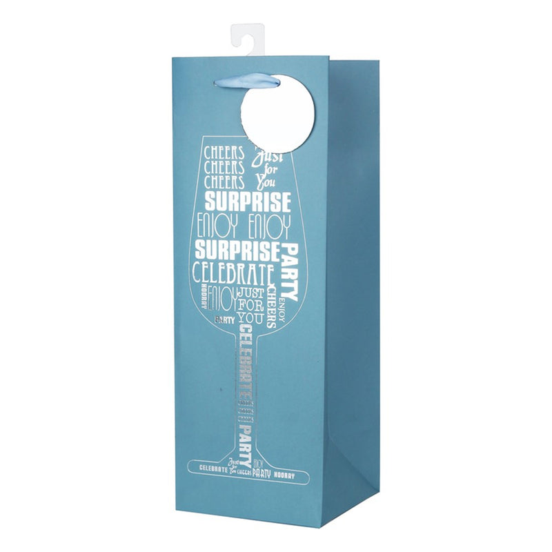 Wine glass themed bottle gift bag